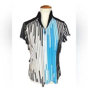 JAMIE SADOCK zip golf top 
sz Small women’s tennis polo shirt black blue UPF